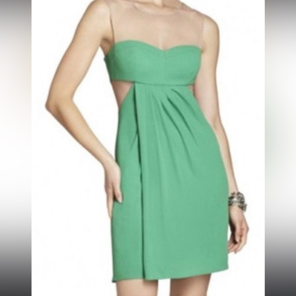 BCBG Max Azria green panel dress with sheath cutouts